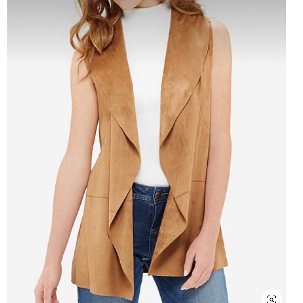 THE LIMITED FAUX SUEDE WATERFALL VEST